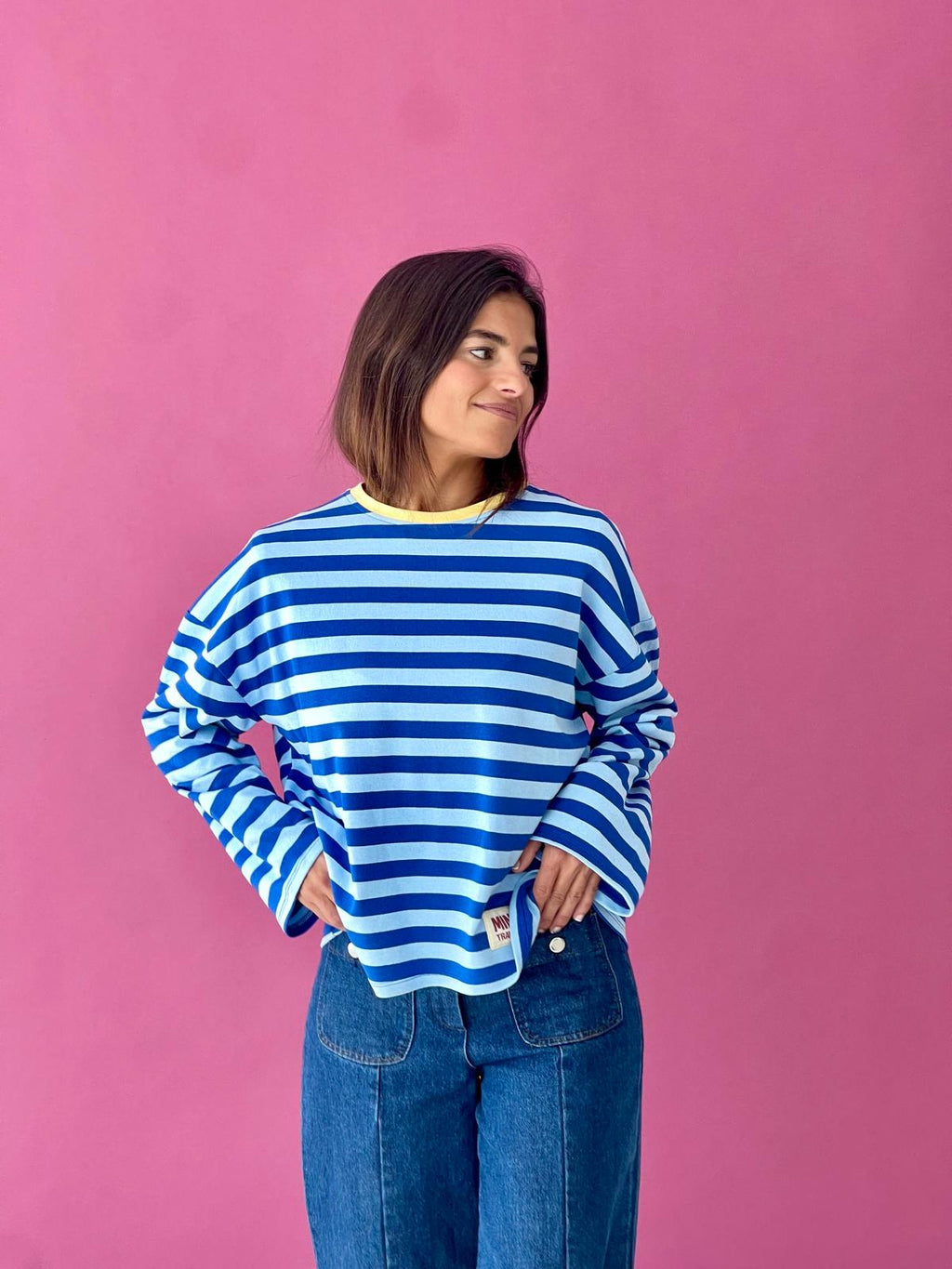 Camiseta Nuria Azul Y Amarillo