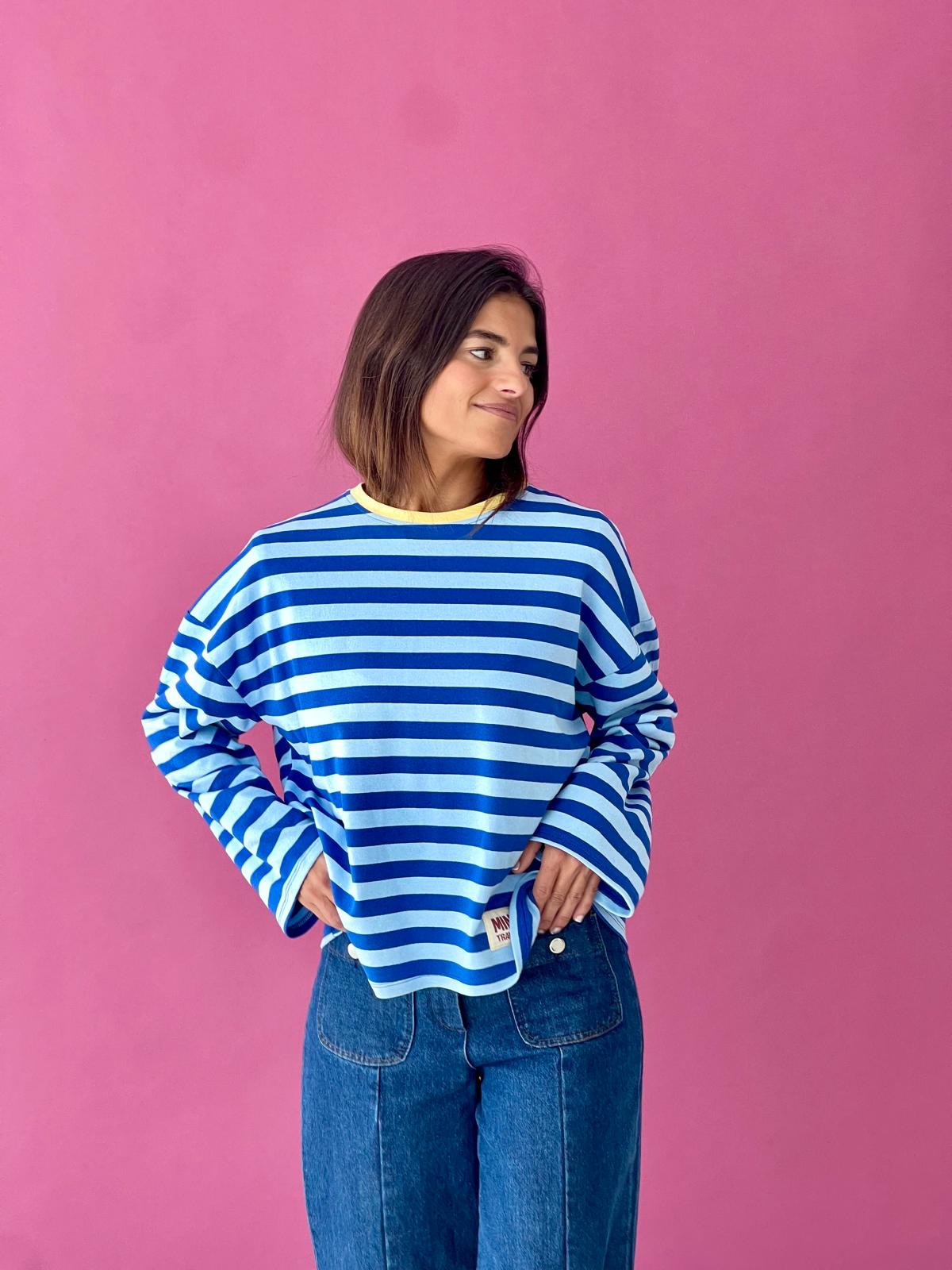 Camiseta Nuria Azul Y Amarillo