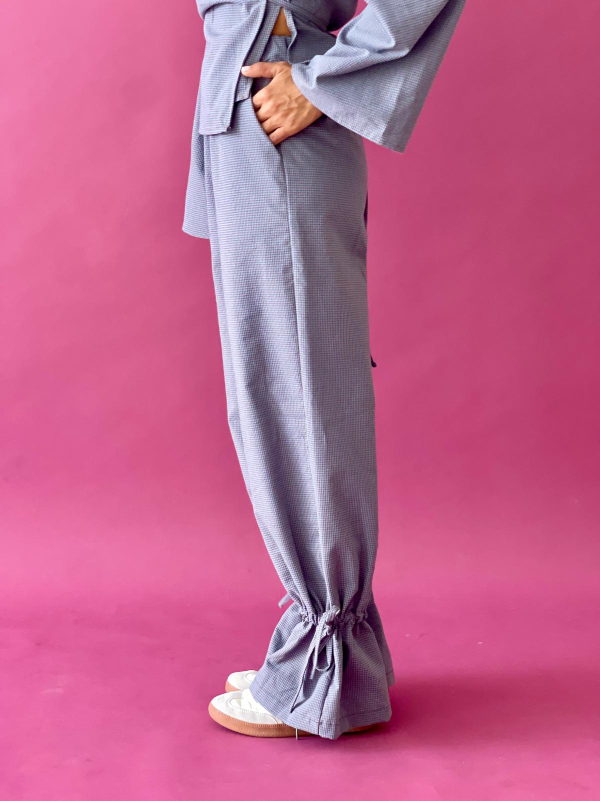 Pantalón Alea Vichy Azul Y Marrón