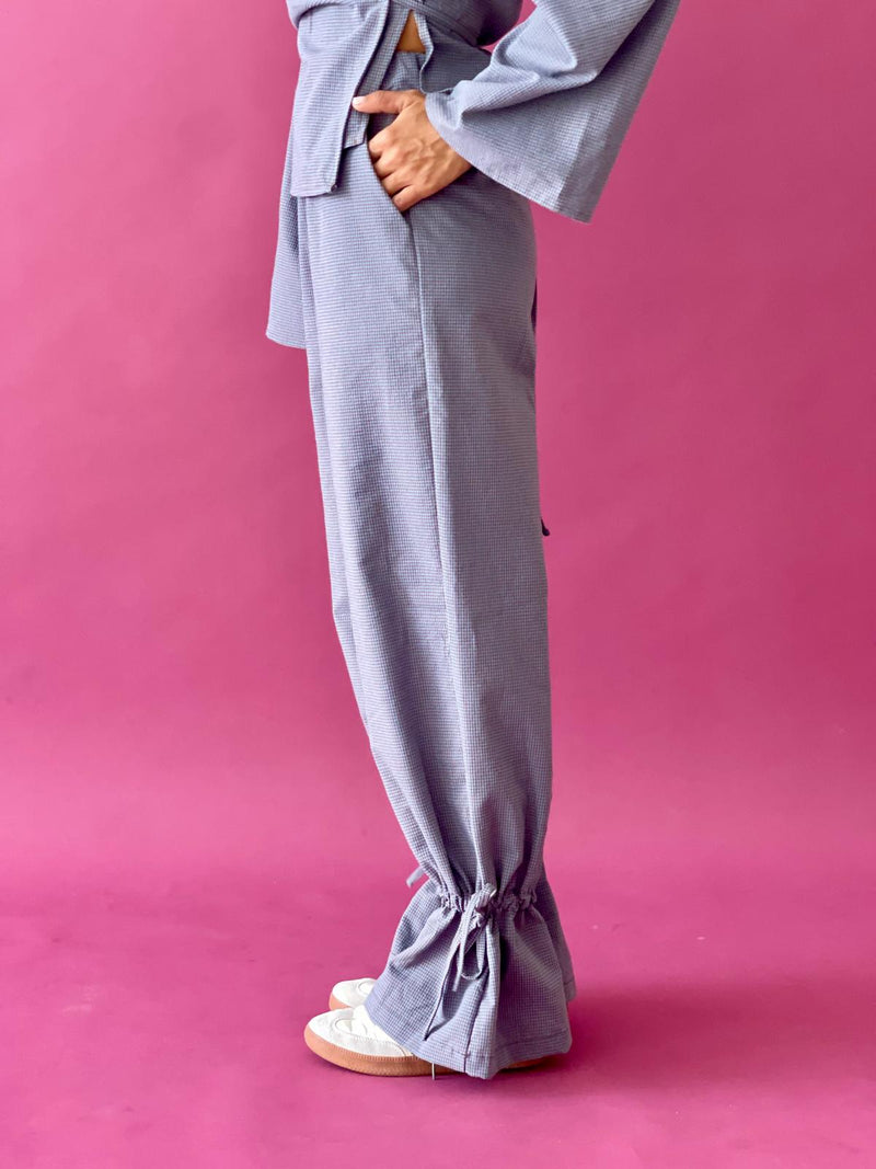 Pantalon Alea Vichy Azul Y Marrón