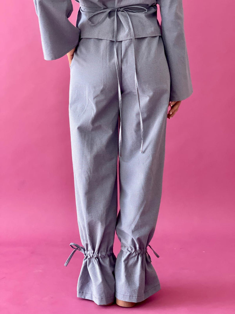 Pantalon Alea Vichy Azul Y Marrón