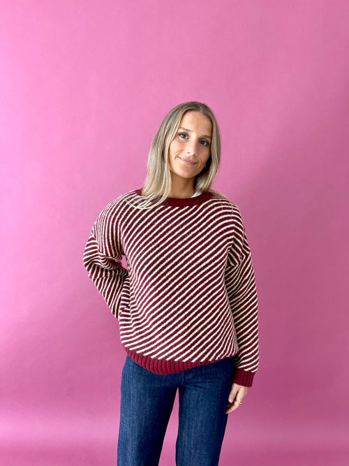 Laura Sweater Burgundy and Yellow