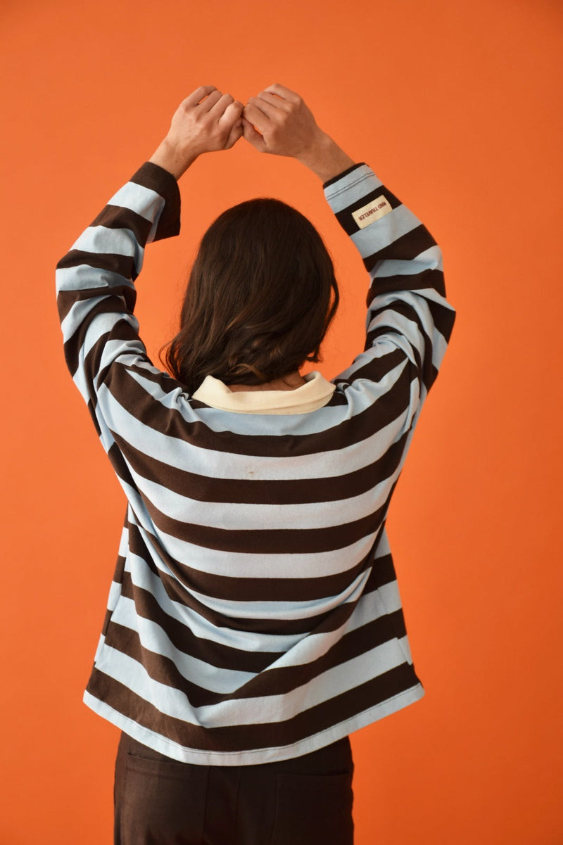 Polo Filipa Marrón Y Celeste