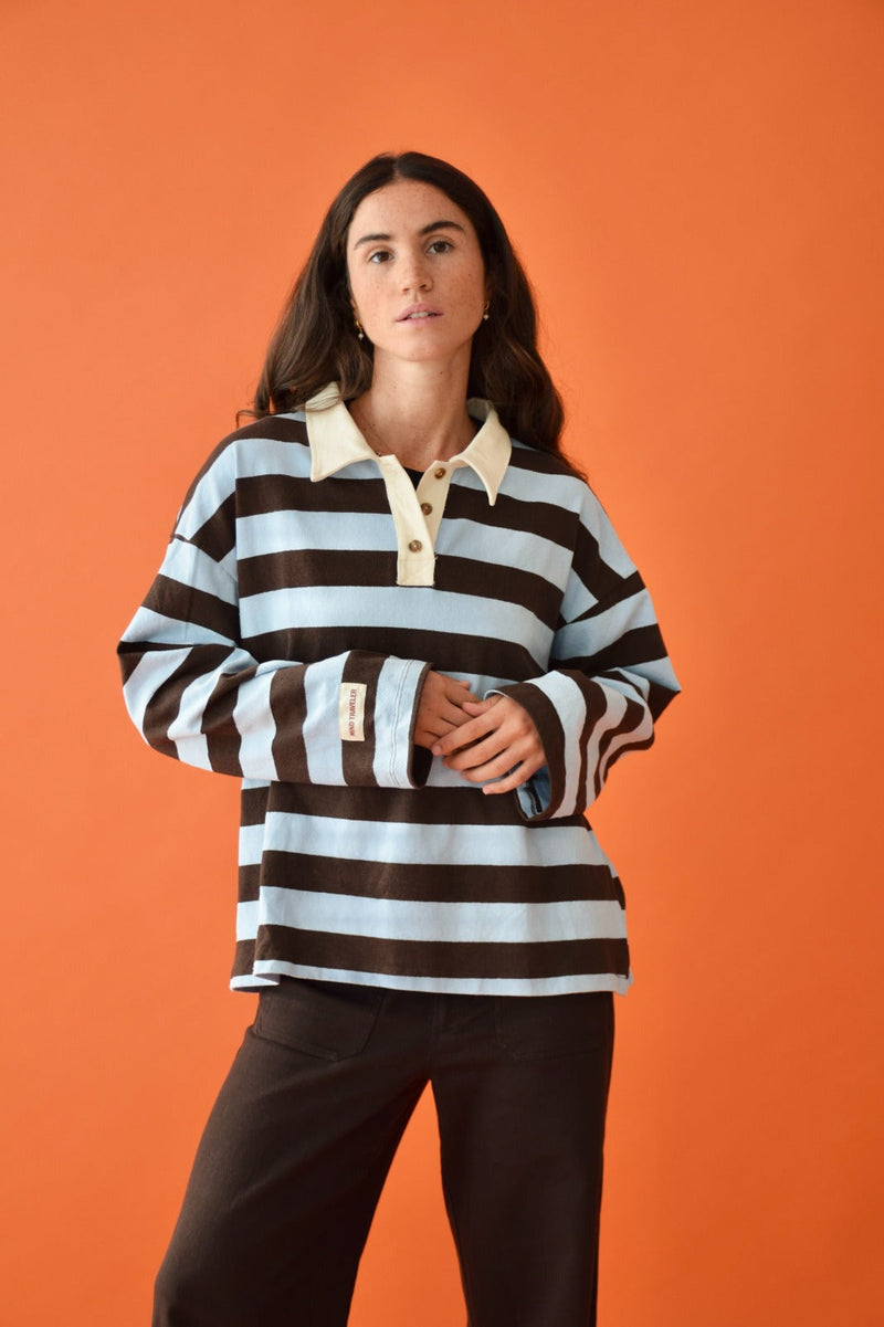 Polo Filipa Marrón Y Celeste