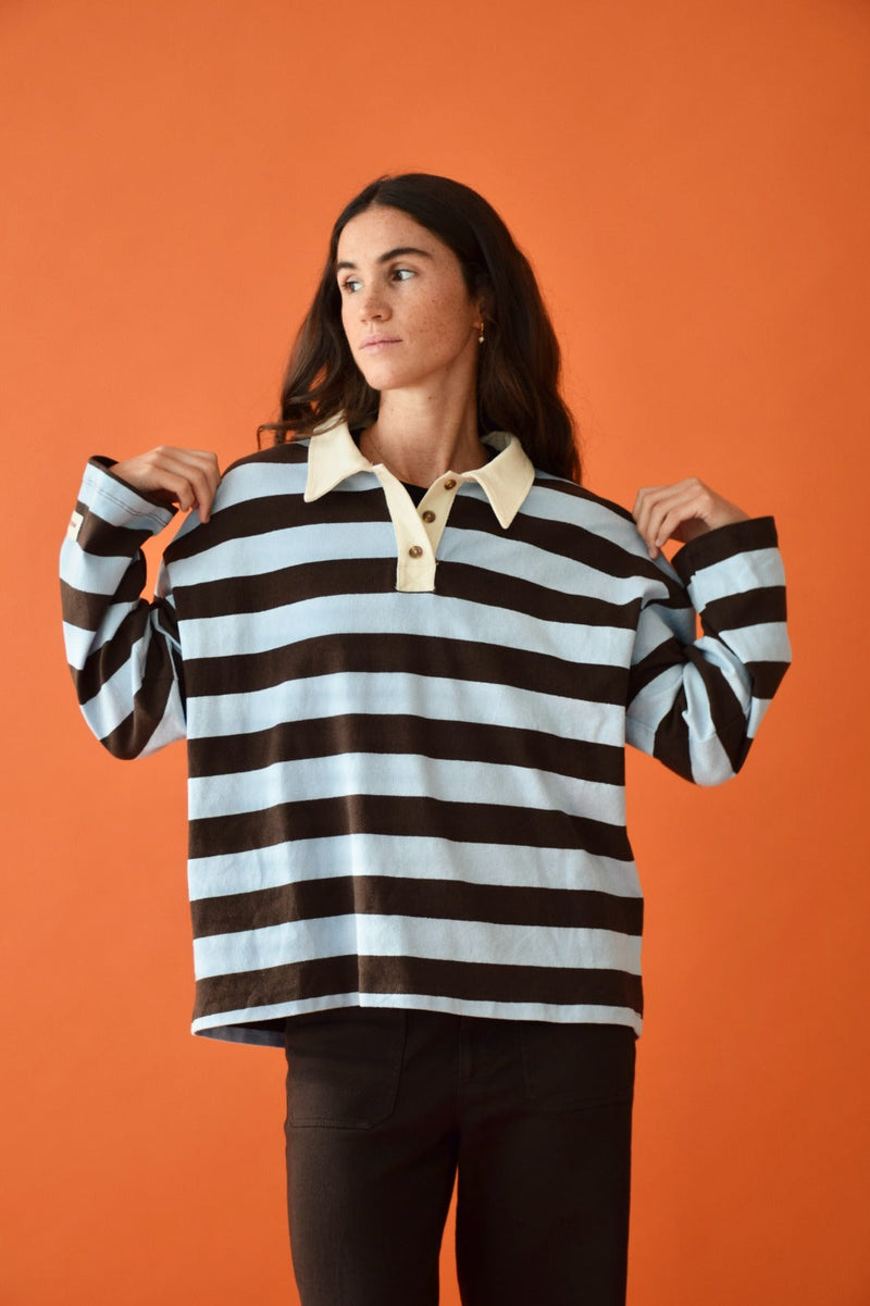 Polo Filipa Marrón Y Celeste