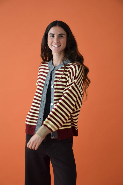 Cardigan Tessa Burgundy Y Amarillo