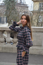 Camisa Chía Alia Cuadros Gris Y Rojo
