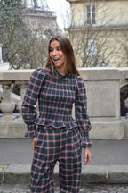 Camisa Chía Alia Cuadros Gris Y Rojo