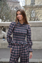 Camisa Chía Alia Cuadros Gris Y Rojo