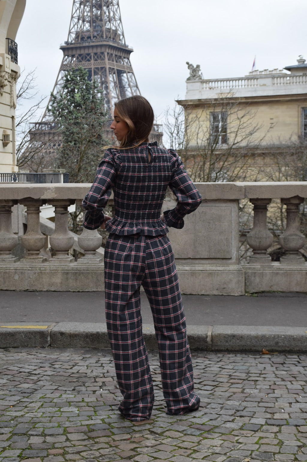 Camisa Chía Alia Cuadros Gris Y Rojo