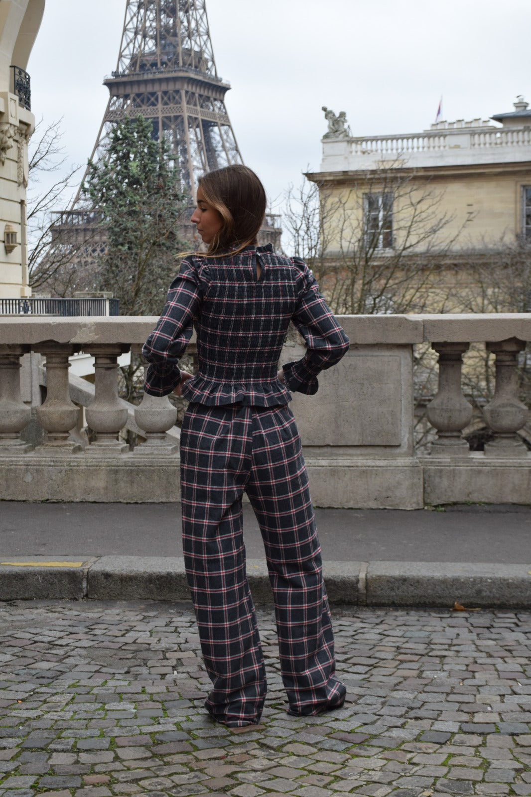 Camisa Chía Alia Cuadros Gris Y Rojo