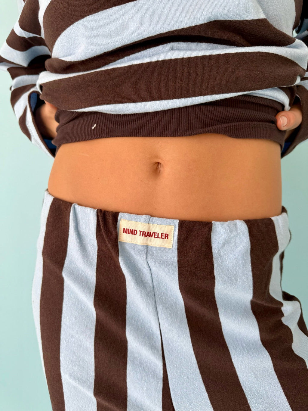 Pantalones Filipa Brown Y Celeste