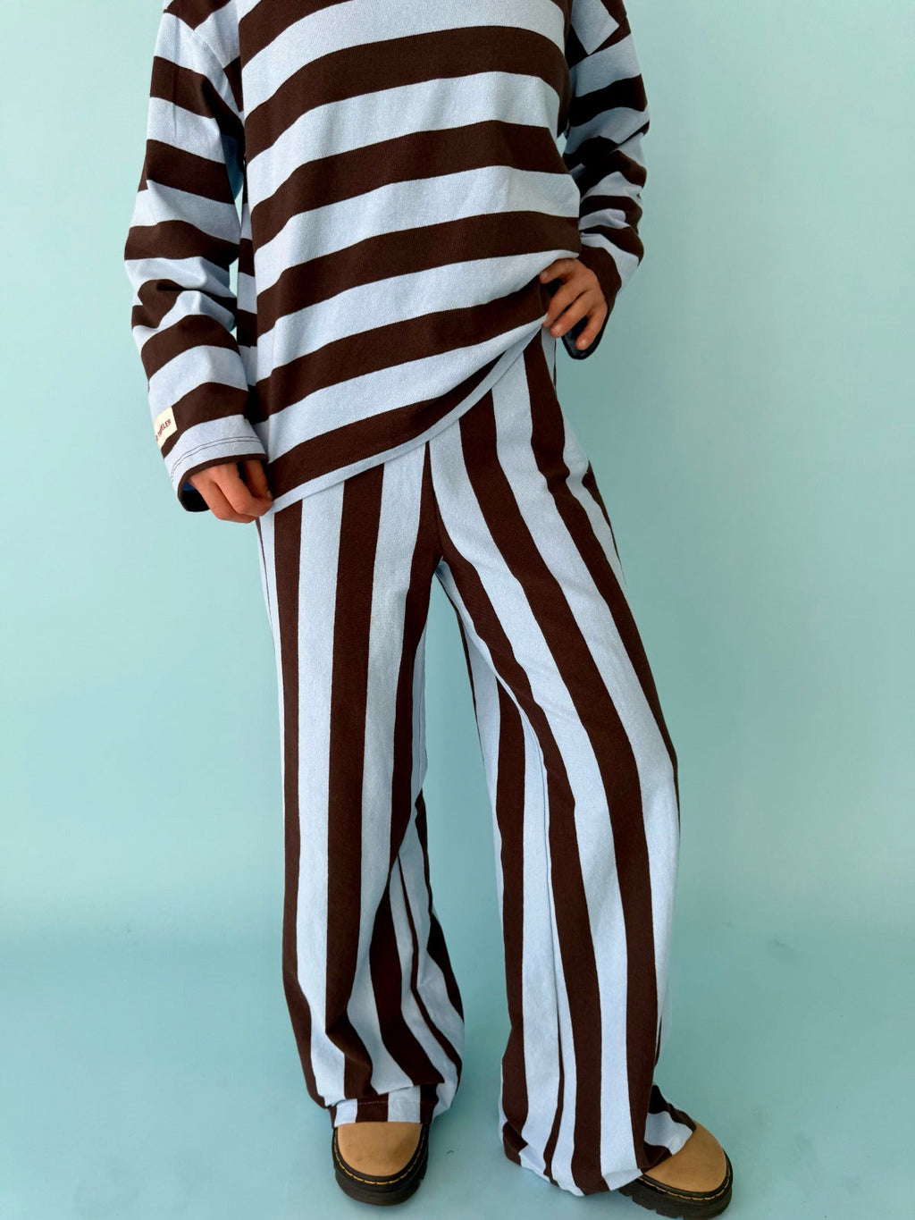 Pantalones Filipa Brown Y Celeste