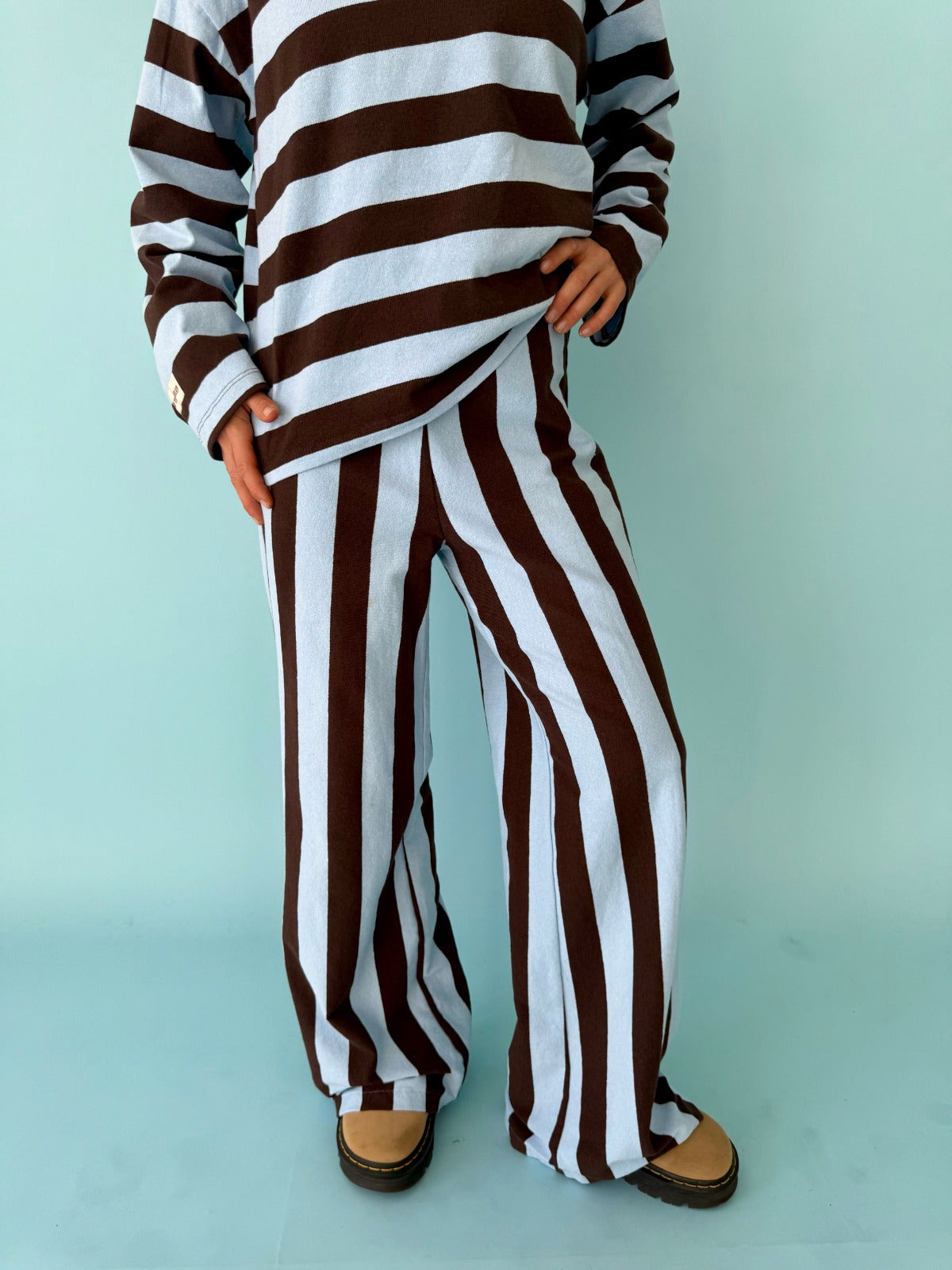 Pantalones Filipa Brown Y Celeste