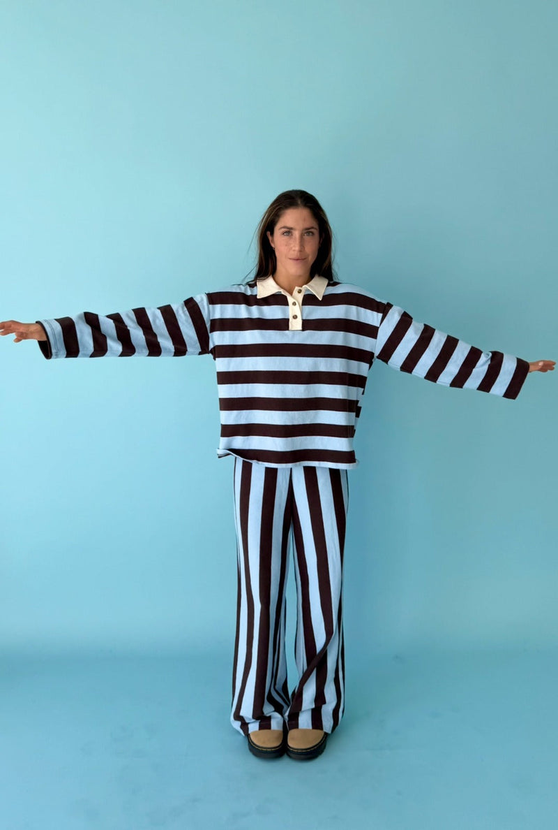 Polo Filipa Marrón Y Celeste