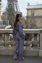 Pantalón Alea Vichy Azul Y Marrón
