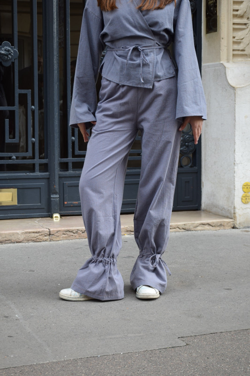 Pantalón Alea Vichy Azul Y Marrón