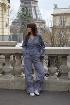 Pantalón Alea Vichy Azul Y Marrón