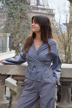 Top Alea Vichy Azul Y Marrón