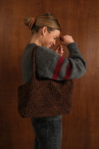 Chocolate Woven Suede Maxi Bag