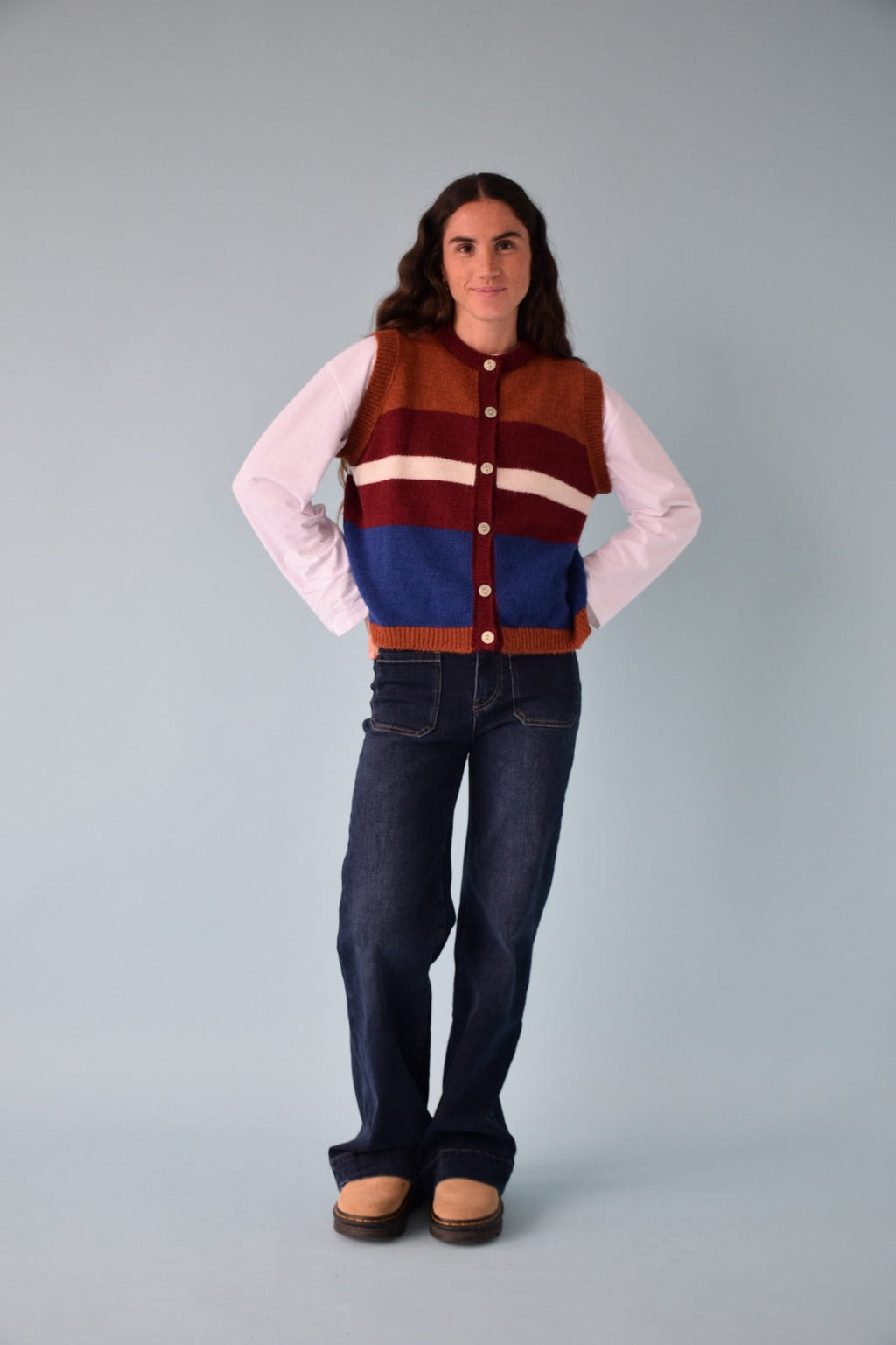 Emilia Blue and Terracotta Vest