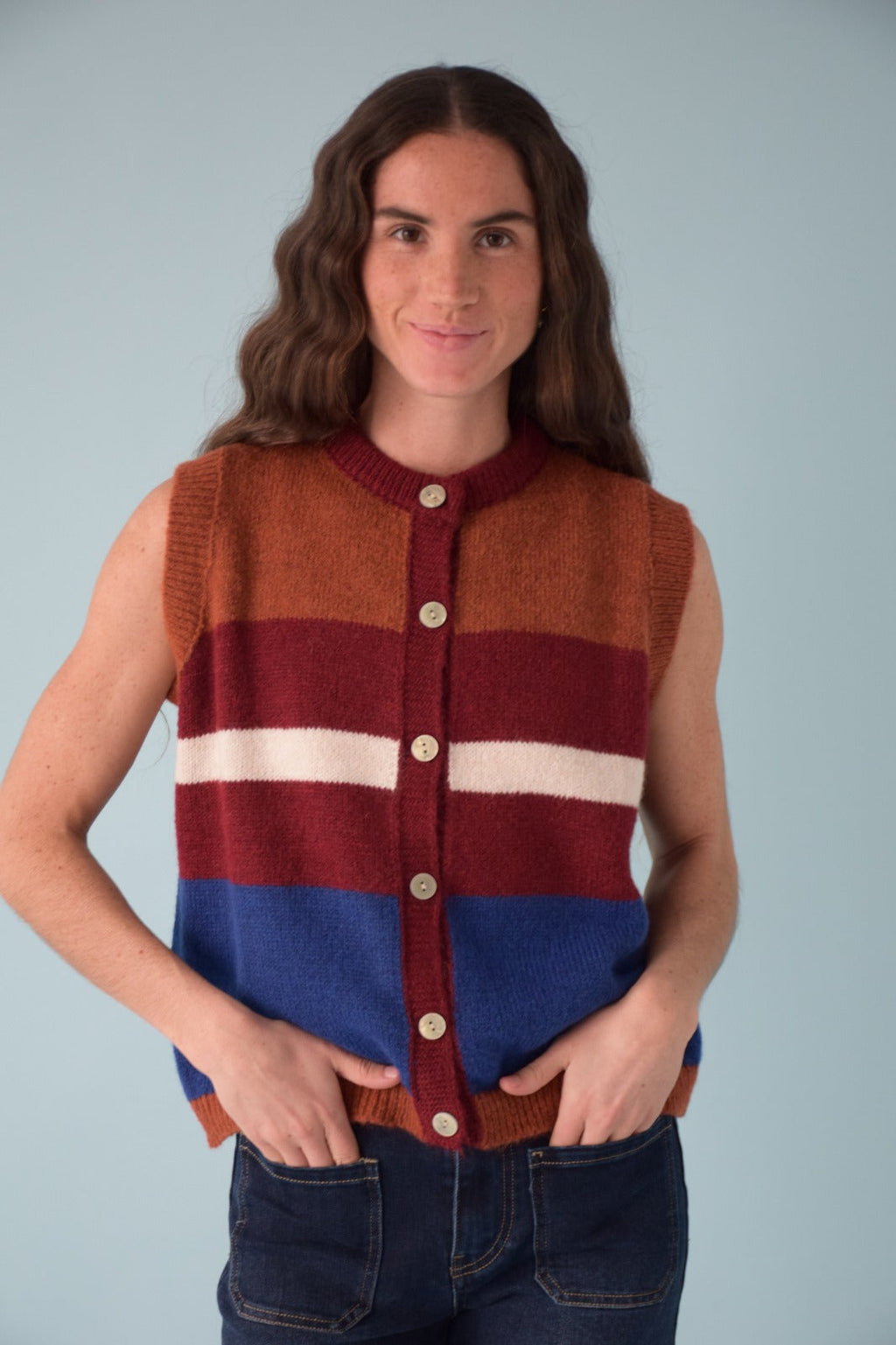 Emilia Blue and Terracotta Vest