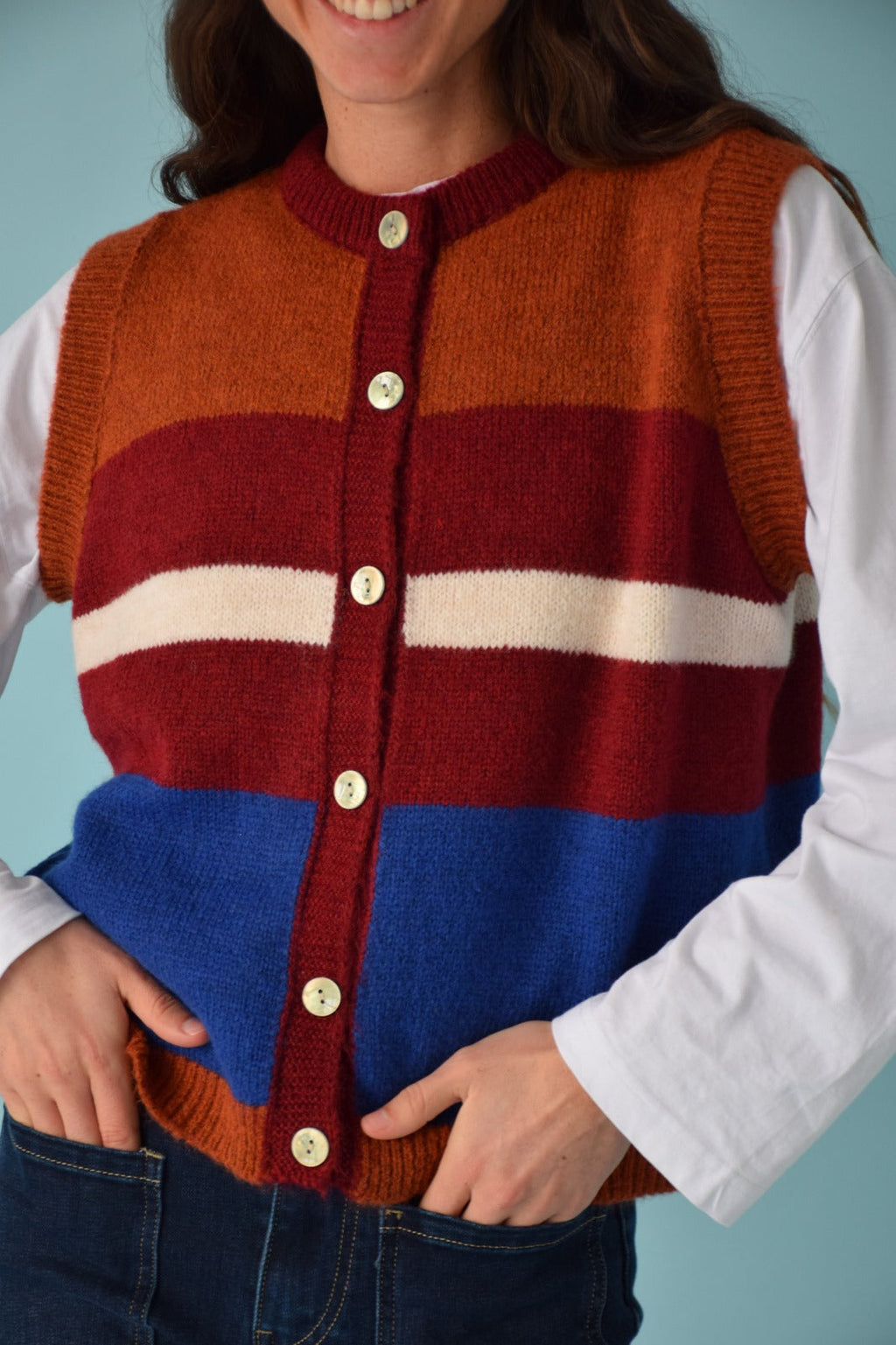 Emilia Blue and Terracotta Vest