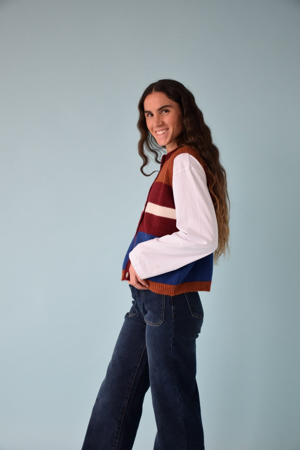 Emilia Blue and Terracotta Vest