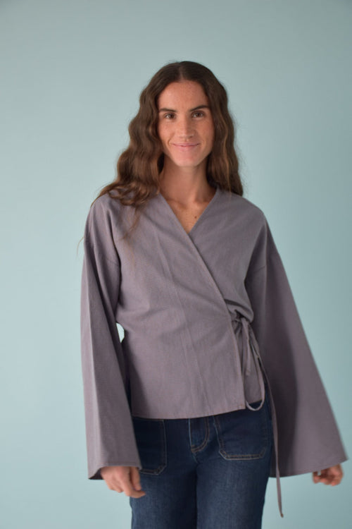 Alea Vichy Blouse Blue and Brown