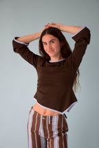 Marta Brown and Blue T-Shirt