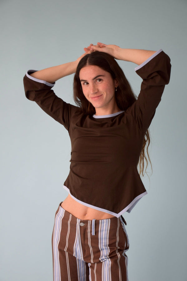T-Shirt Marta Marron Et Bleu