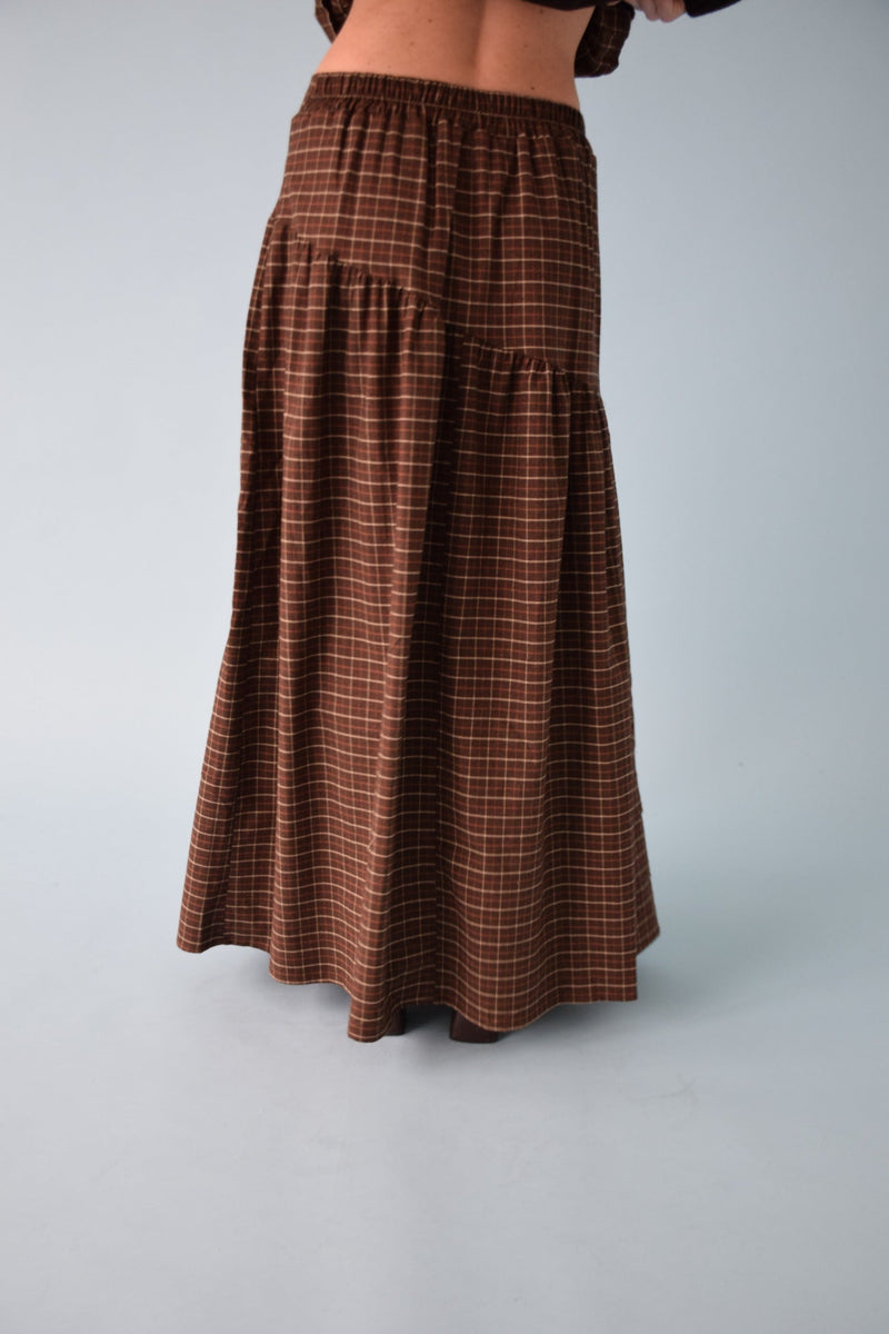 Beth Cuadros Skirt Brown