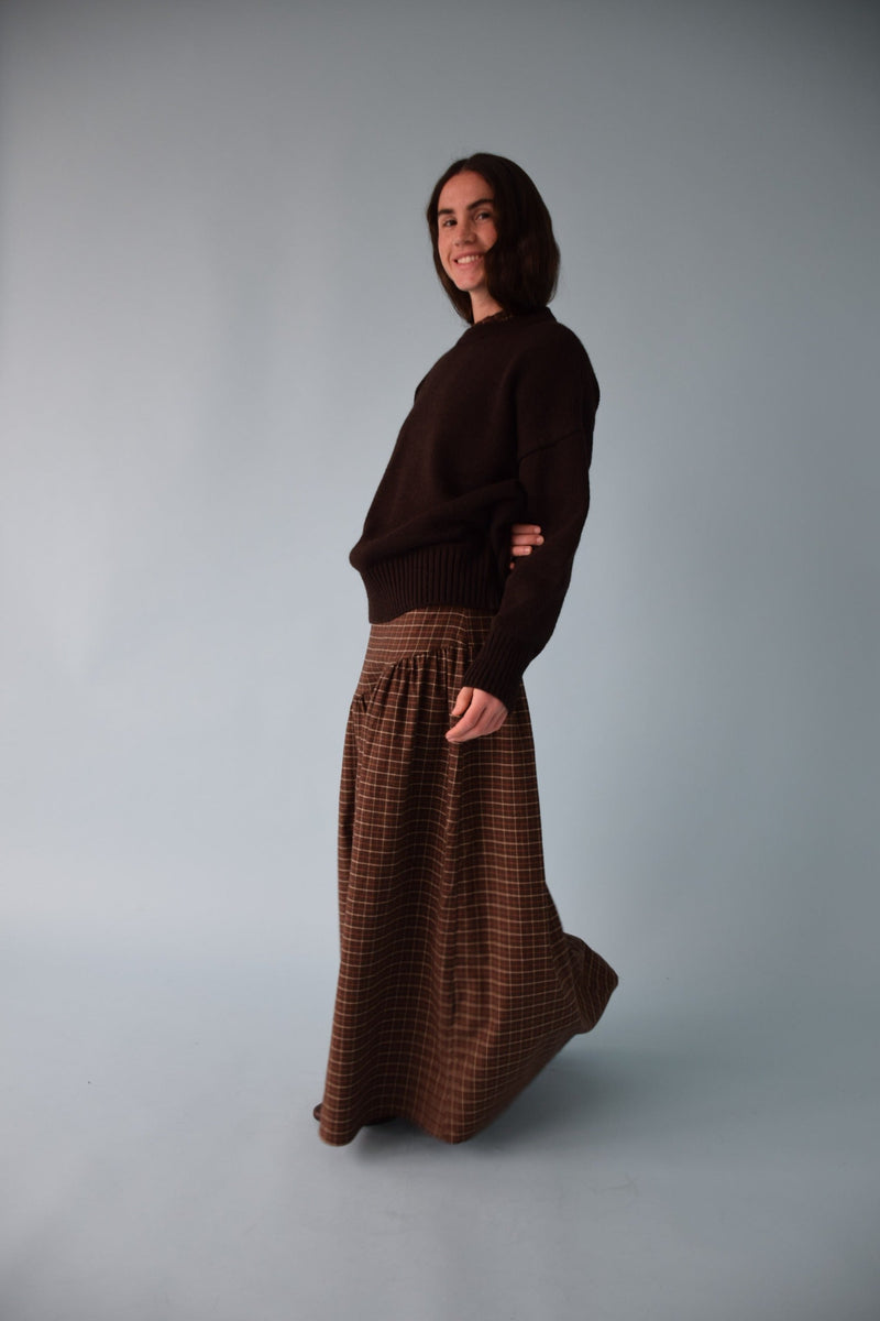 Beth Cuadros Skirt Brown