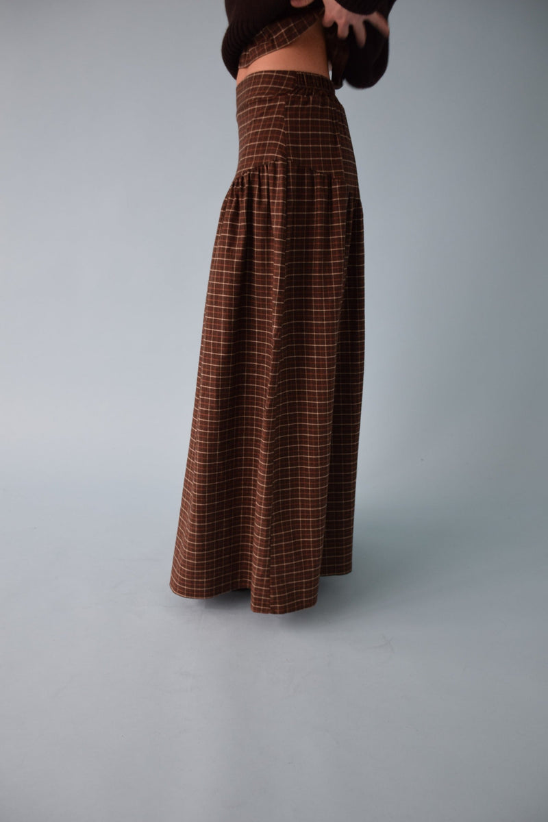Beth Cuadros Skirt Brown