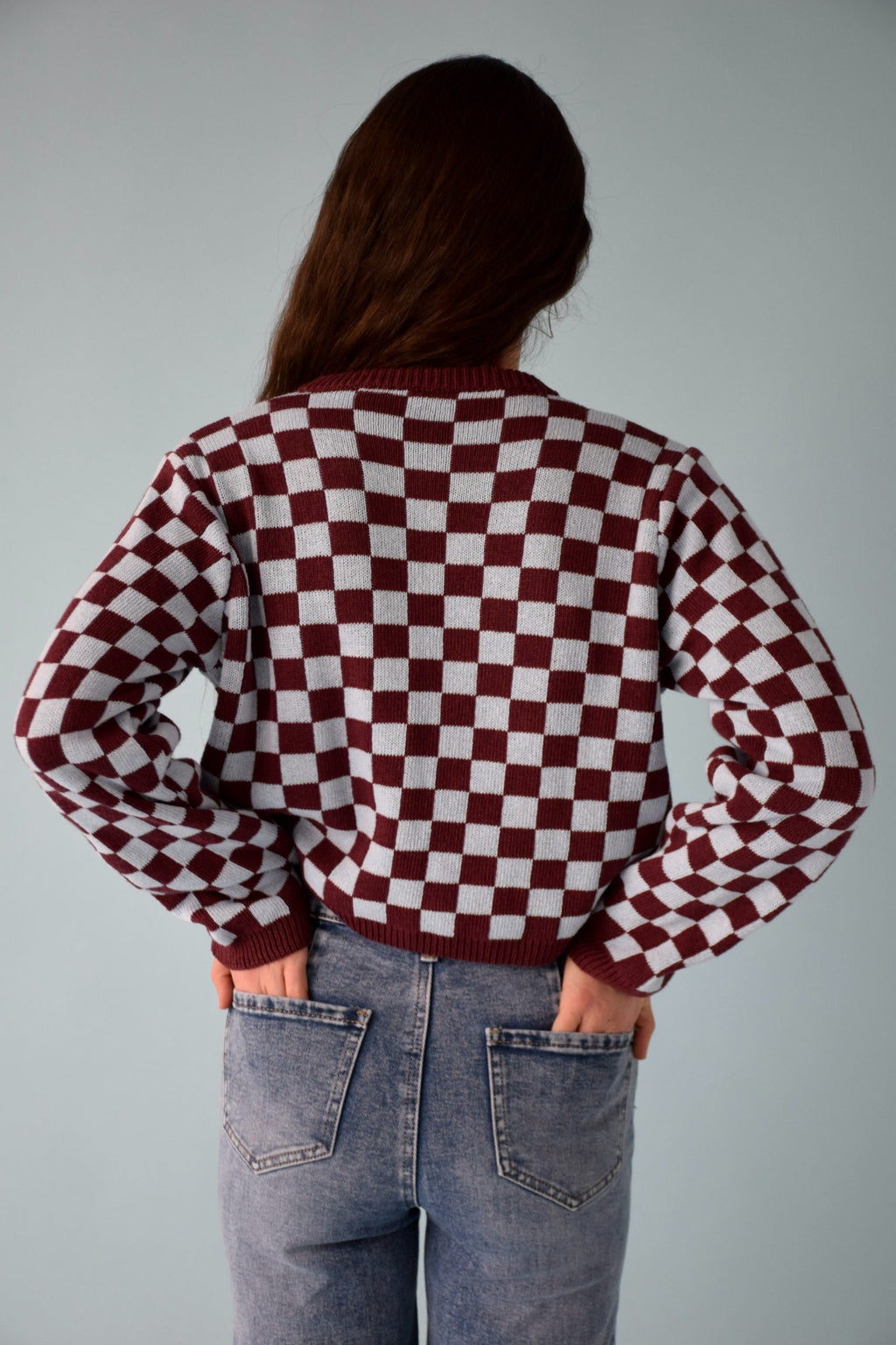 Martina Burgundy and Light Blue Cardigan