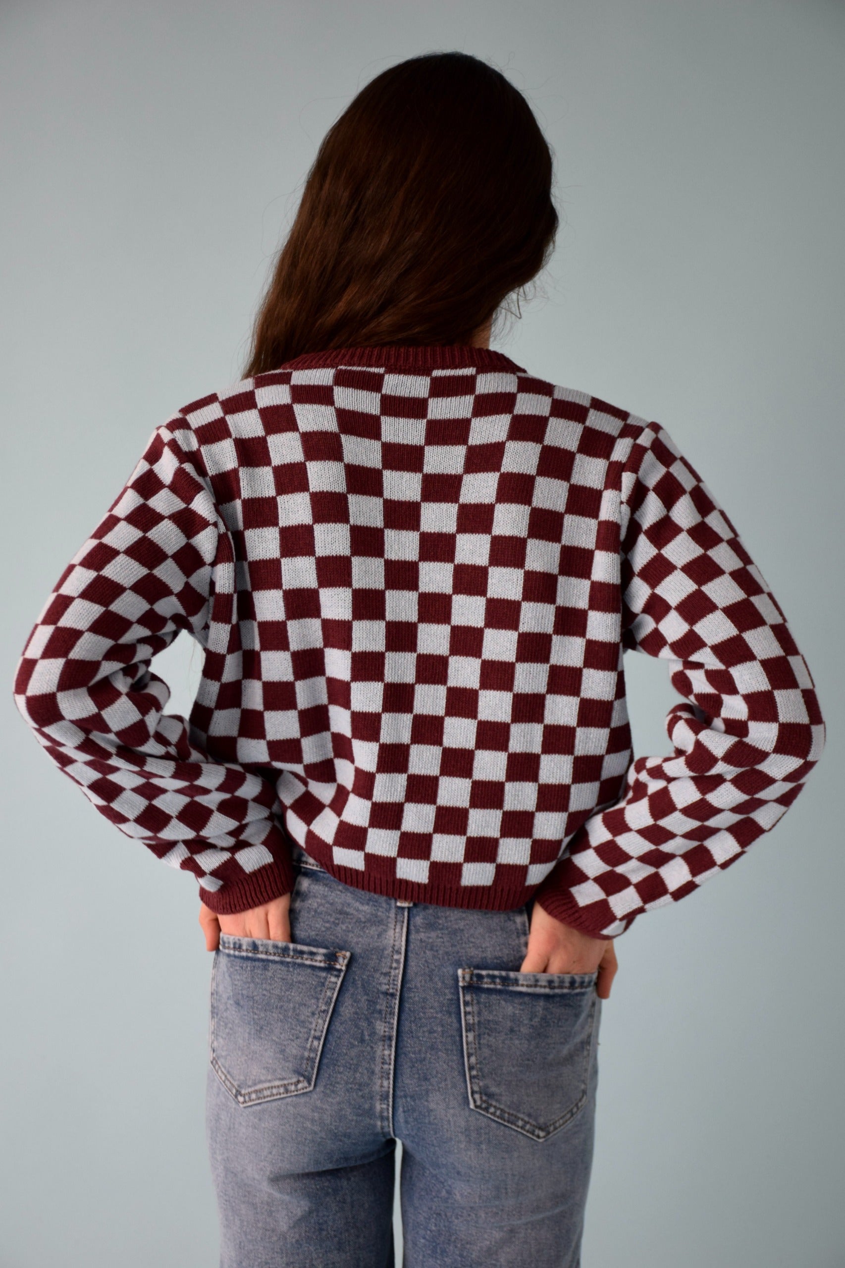 Martina Burgundy and Light Blue Cardigan