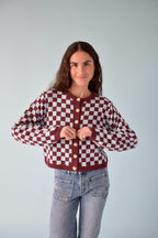 Martina Burgundy and Light Blue Cardigan