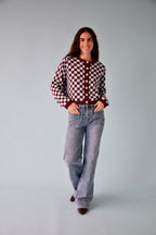 Martina Burgundy and Light Blue Cardigan