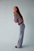 Martina Burgundy and Light Blue Cardigan
