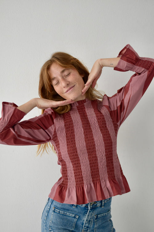 Blusa Chía Rayas Burdeos