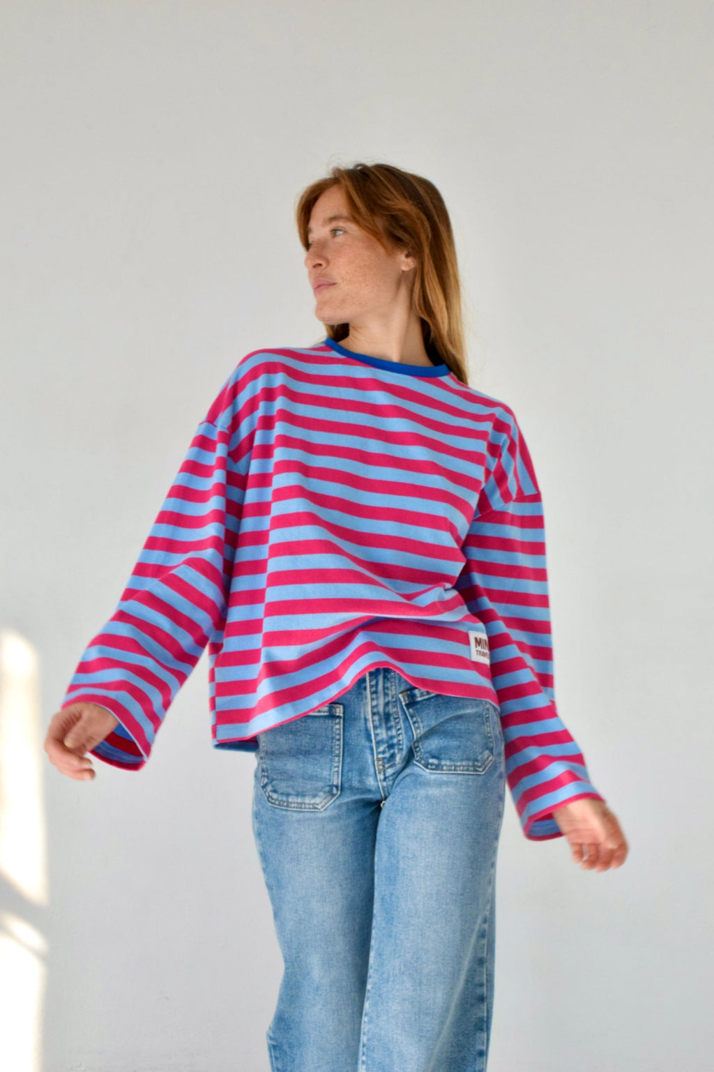 Núria T-Shirt Light Blue and Fuchsia