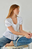 Blouse Roma Blanche Manga Corta