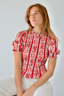 Blouse Chía Flores Rouge Manga Corta