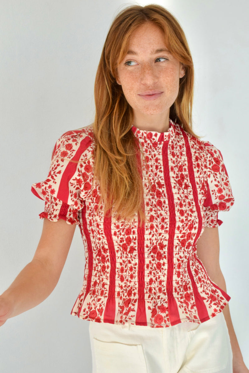 Blouse Chía Flores Rouge Manga Corta