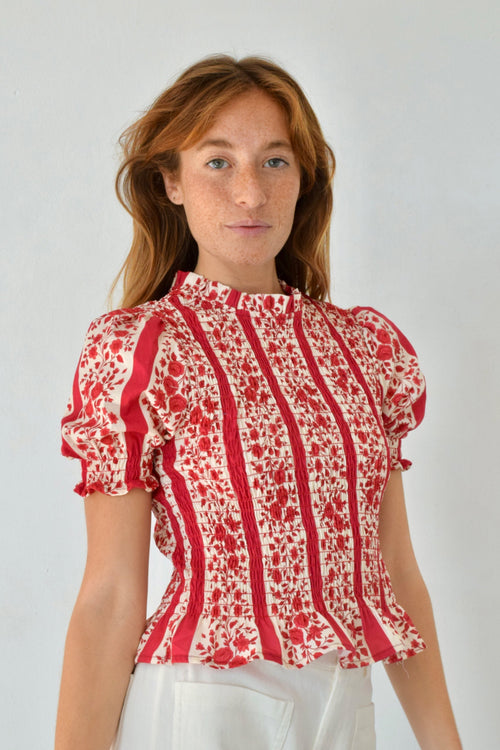 Blouse Chía Flores Rouge Manga Corta