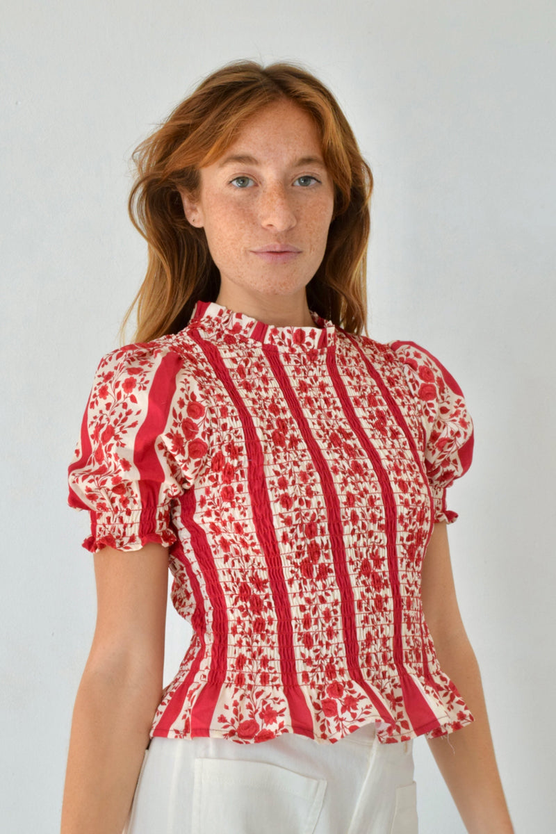 Blouse Chía Flores Rouge Manga Corta