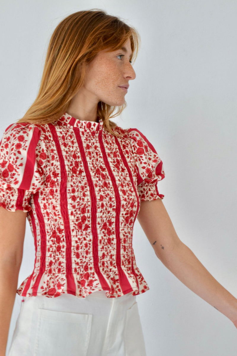 Blouse Chía Flores Rouge Manga Corta