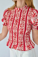 Blouse Chía Flores Rouge Manga Corta