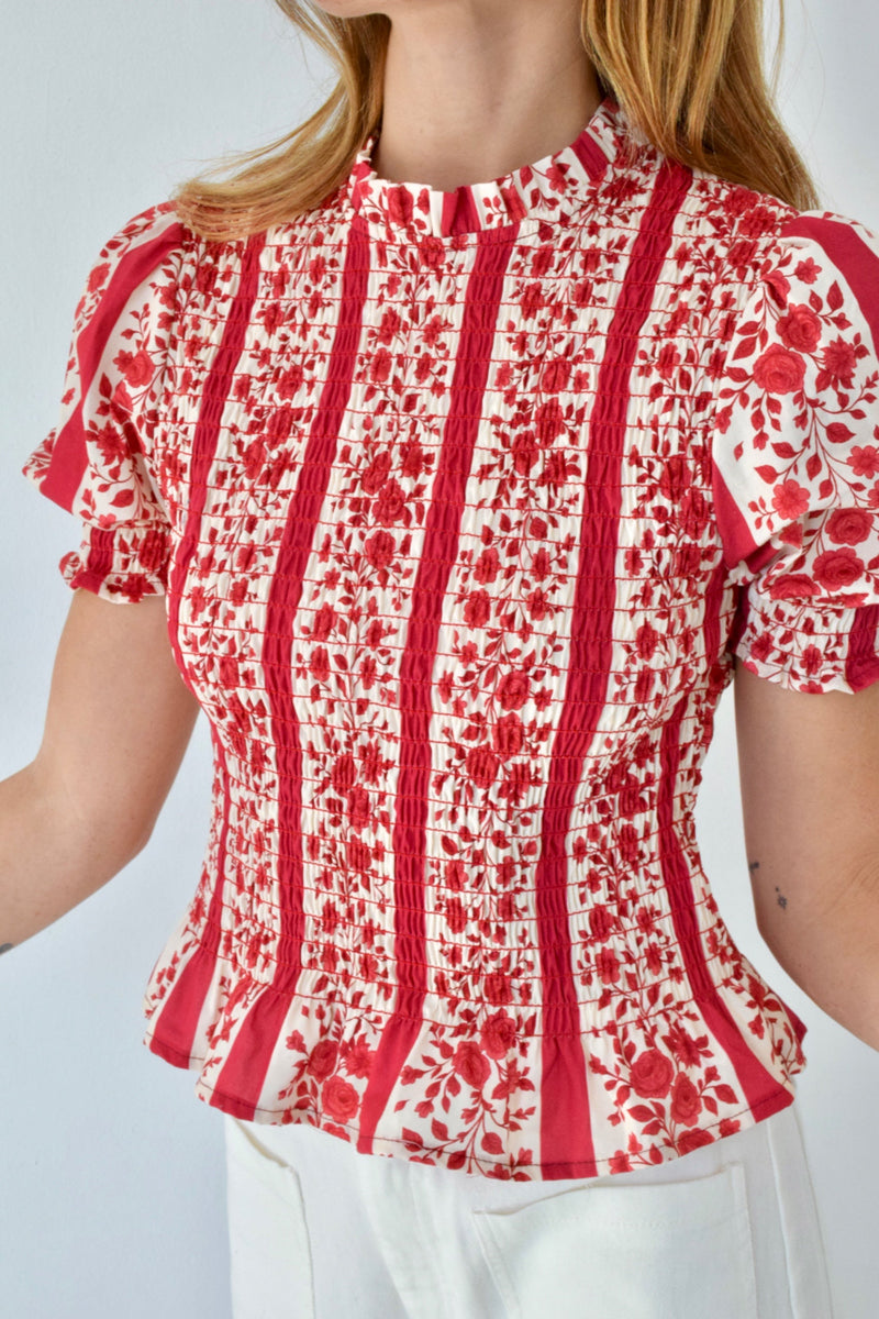 Blouse Chía Flores Rouge Manga Corta