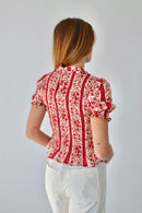 Blouse Chía Flores Rouge Manga Corta